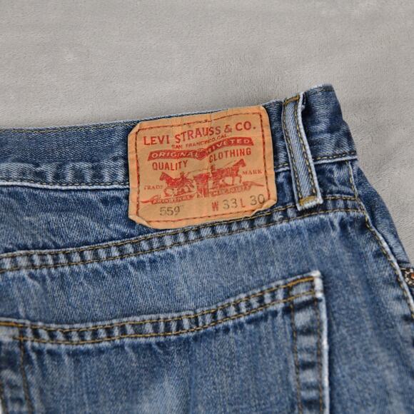 Levis Jeans 559 Mens 33x30 (32x28 Meas) Relaxed Straight Blue Denim - Picture 8 of 11